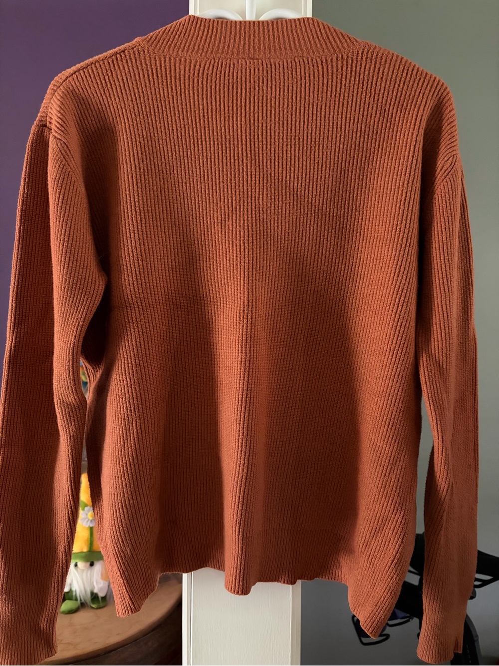 debut Burnt Orange V-Neck Sweater - Ribbed Knit - Picture 2 of 5